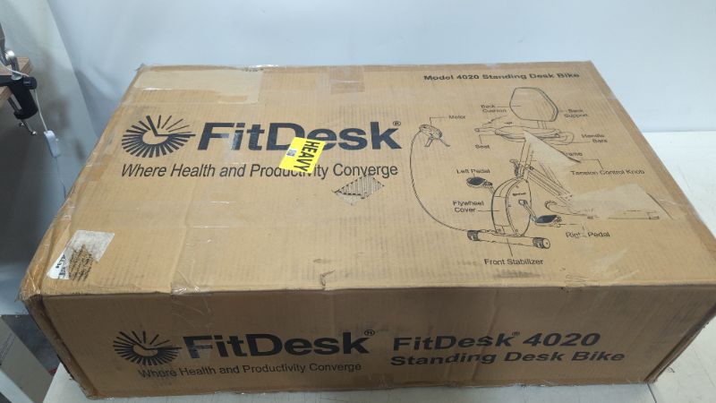 Photo 2 of FitDesk Standing Desk Bike - Height Adjustable with 8 Level Resistance and Easy to Read Digital Performance Meter - Foldable - For Home and Office Use, White