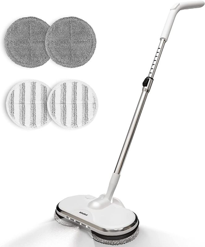 Photo 1 of Cordless Electric Mop for Floor Cleaning, AlfaBot WS-24 Electric Spin Mop, Electric Mop with Water Sprayer and LED Headlight, Lightweight & Rechargeable Floor Scrubber for Hardwood Tile & Laminate Floors
