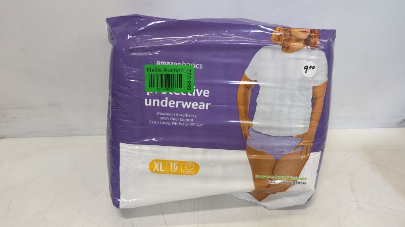 Photo 2 of Amazon Basics Incontinence & Postpartum Underwear for Women, Maximum Absorbency, Extra Large, 16 Count, Lavendar (Previously Solimo) X-Large (16 Count)