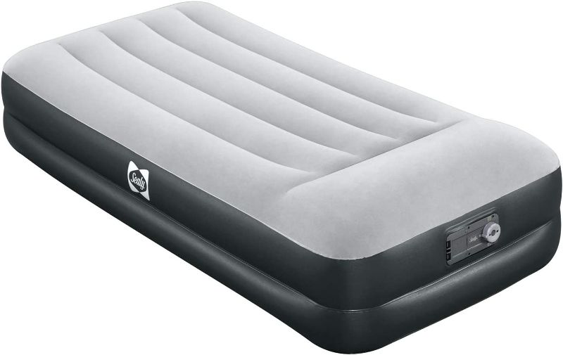 Photo 1 of SEALY Tritech Inflatable Indoor or Outdoor Air Mattress Bed Twin-Sized 16" 1 Person Airbed with Built-AC Pump, Headrest, Storage Bag, and Repair Patch
