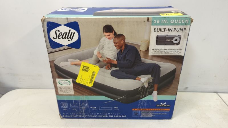 Photo 2 of SEALY Tritech Inflatable Indoor or Outdoor Air Mattress Bed Twin-Sized 16" 1 Person Airbed with Built-AC Pump, Headrest, Storage Bag, and Repair Patch
