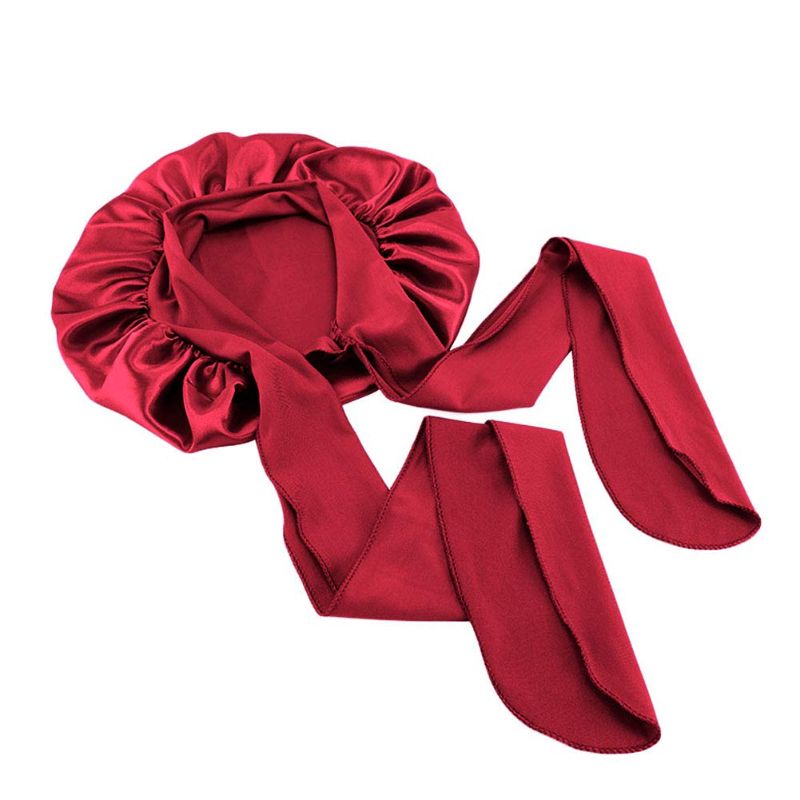 Photo 1 of Wide Band Satin Bonnet Cap,Bonnets for Women,Silky Bonnet for Curly Hair,Women Hair Wrap for Sleeping (Wine Red)

