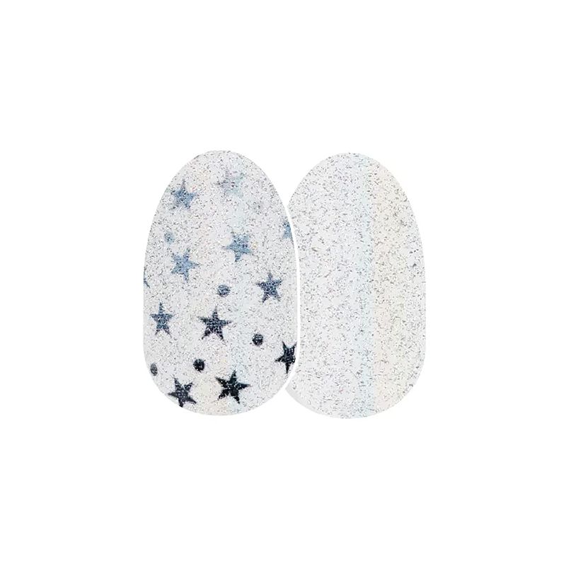 Photo 1 of Under the Stars - Color Street Nail Strips, Blue Stars on White with Silver Glitter, FDG368
