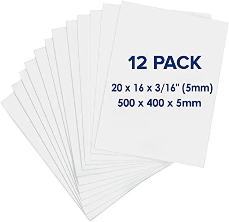 Photo 1 of Foam Board 16 x 20 x 3/16" - Premium 12 Pack - White Poster Board, Acid Free, Double Sided, Rigid, Lightweight Signboard Foamboard for Crafts, Framing, Art, Display, Presentation and Projects (16x20")
