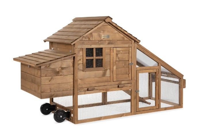 Photo 1 of Best Choice Products 70in Mobile Fir Wood Chicken Coop Tractor Hen House w/ Wheels, 2 Doors, Nest Box, Removable Tray
