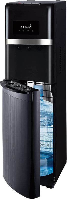 Photo 1 of Primo Bottom Loading Water Dispenser, 3 Temp (Hot-Cool-Cold) Water Dispenser for 5 Gallon Bottle w/Child-Resistant Safety Feature, Black with Black Stainless Door
