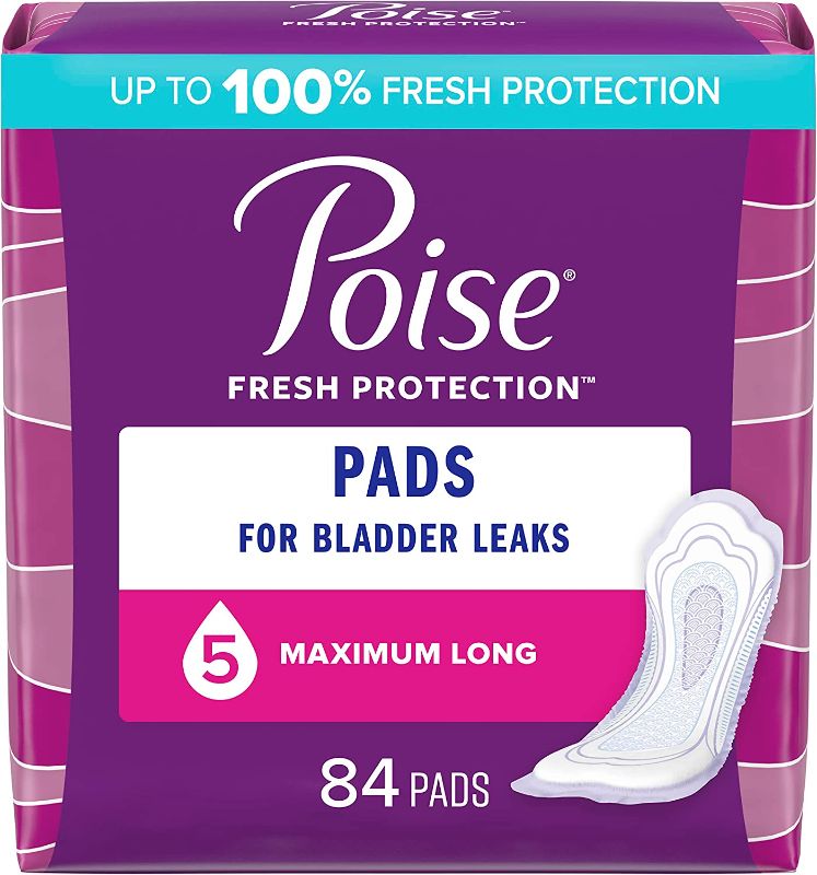 Photo 1 of Poise Incontinence Pads & Postpartum Incontinence Pads, 5 Drop Maximum Absorbency, Long Length, 42 Count (Pack of 2), Total 84 Count
