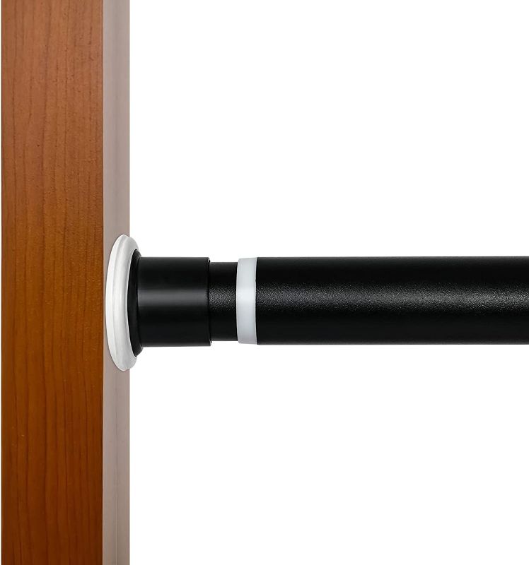 Photo 1 of Tension Spring Curtain Rod Black Extendable No Drilling Rust Free Steel for Bathroom Shower Windows (122-157 Inch)
