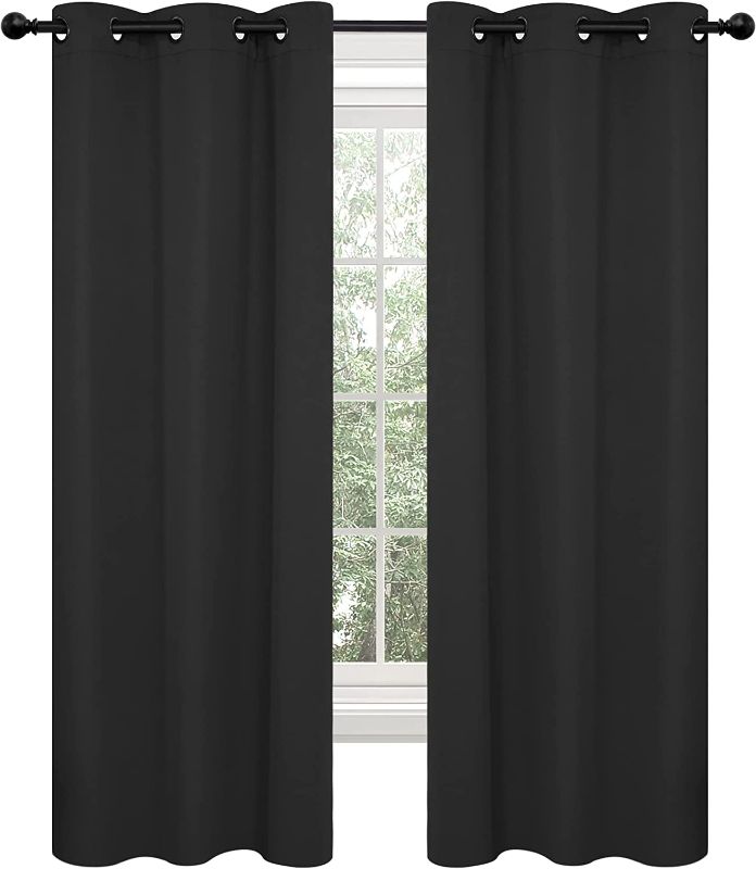 Photo 1 of Black Blackout Curtains 84 Inches Long, Grommet Room Darkening Thermal Insulated Window Drapes, Bedroom Blackout Panels for Living Room, 43 x 84 Inch, 2 Panels