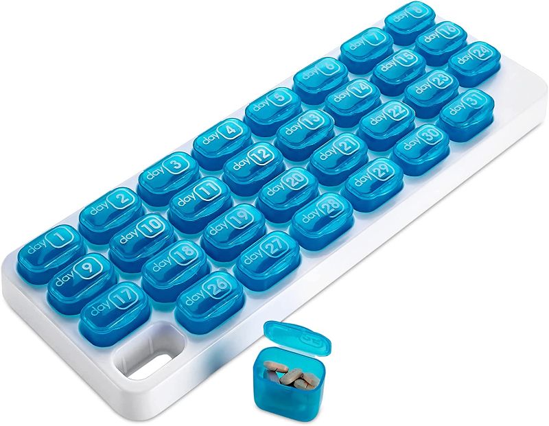 Photo 1 of Monthly Pill Organizer - 31 Day Pill Organizer with Large Removable Medication Pods, Portable Pill Case Box and Holder for Daily Medicine and Vitamins, Great for Travel