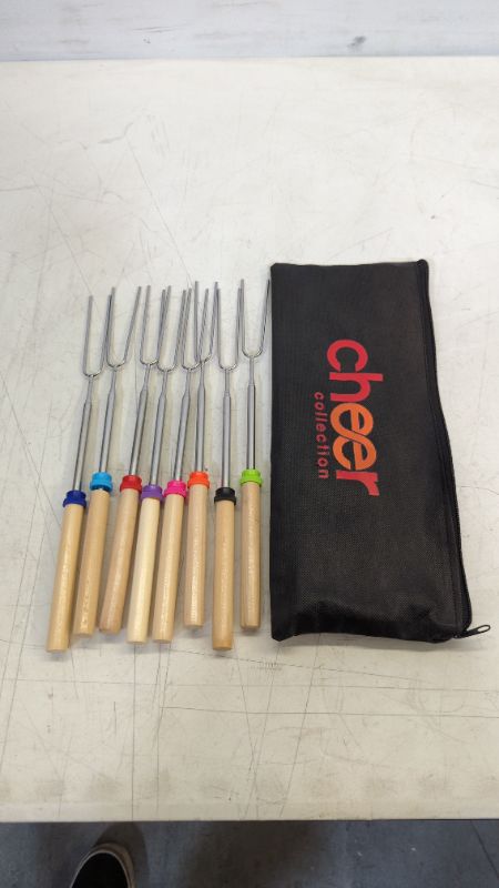 Photo 2 of Cheer Collection Marshmallow Roasting Sticks - Set of 8 Extendable Smores Sticks and BBQ Forks - Telscoping Hot Dog Skewers with Storage Bag
