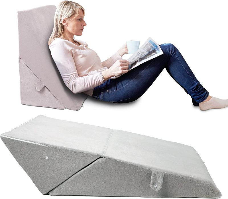 Photo 1 of HUNAQ Bed Wedge Pillow, Adjustable Folding Incline Cushion for After Surgery, Acid Reflux, Reading in Bed, Back or Knee Support,Triangle Wedge Pillows Velvet Cover
