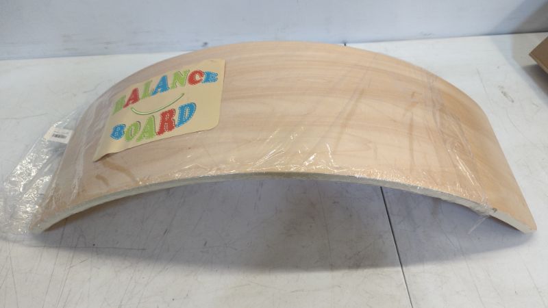 Photo 1 of Future Way Wooden Balance Board, Wobble Board for Kids, Toddler & Adults, 32-Inch Waldorf Rocker Board, Holds Up to 350lbs, Natural Wood, Comes with 2 Toy Clips, Open Ended Toy Gift
