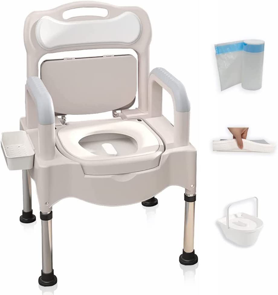 Photo 1 of Bedside Commode, Bedside Toilet, Commode Chair, Height Adjustable Adult Potty Chair for Seniors, Portable Toilets for Home Use, Suitable for People with Disabilities The Elderly & Others
