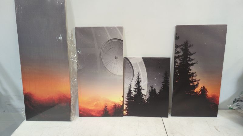 Photo 3 of QIXIANG Movie Anime Posters Death Star 5 Panel Canvas Print Wall Art Space Canvas Painting For Bedroom Decor Living Room
