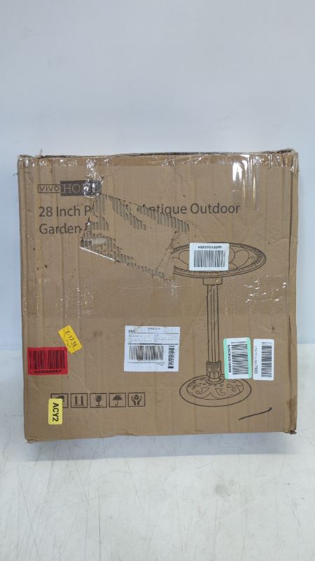 Photo 2 of VIVOHOME 28 Inch Height Polyresin Lightweight Antique Outdoor Garden Bird Bath Gray
