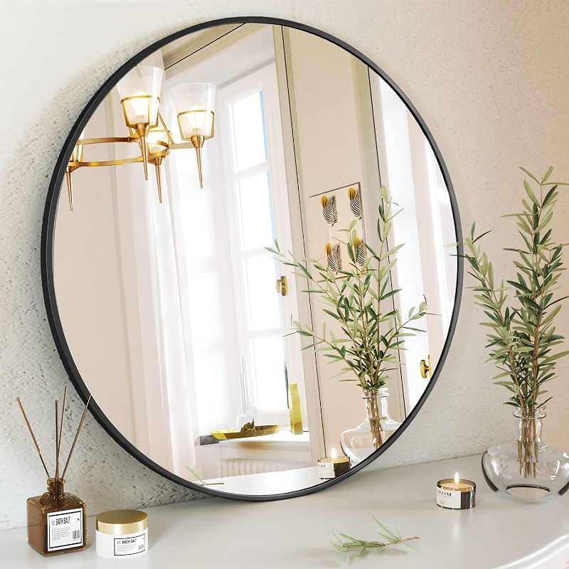 Photo 1 of GLSLAND Circle Mirror, Gold Round Wall Mirror 24 Inch, Round Vanity Mirror for Bathrooms, Entryways, Living Rooms and Wall Decor
