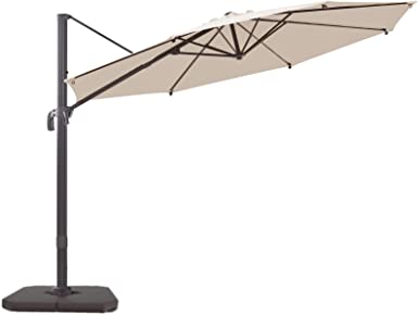 Photo 1 of wikiwiki S Series Cantilever Patio Umbrellas Outdoor Offset Umbrella w/Fade & UV Resistant Solution-dyed Fabric, 5 Level 360 Rotation Aluminum Pole for Deck Pool Backyard Garden
