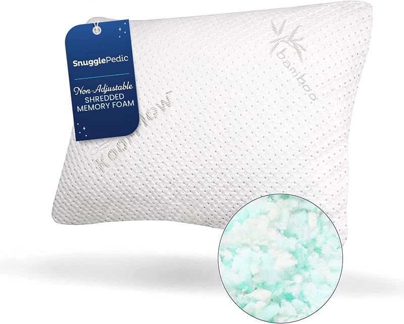 Photo 1 of Snuggle-Pedic Shredded Memory Foam Pillow - The Original Cool Pillows for Side, Stomach & Back Sleepers - Sleep Support That Keeps Shape - College Dorm Room Essentials for Girls and Guys - Standard
