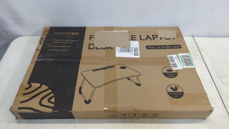 Photo 1 of Laptop Bed Desk Lap Tray: Large Portable Foldable laptray Computer bedtray Table for Writing Reading Eating Breakfast XXL lapdesk on Low Sitting Floor or Adult Laying Couch
