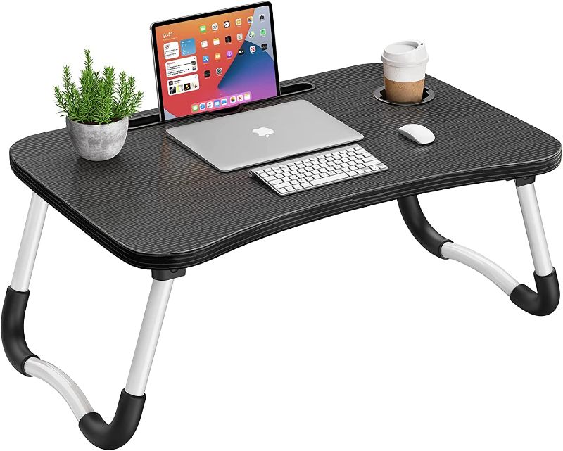 Photo 1 of Laptop Bed Desk Lap Tray: Large Portable Foldable laptray Computer bedtray Table for Writing Reading Eating Breakfast XXL lapdesk on Low Sitting Floor or Adult Laying Couch
