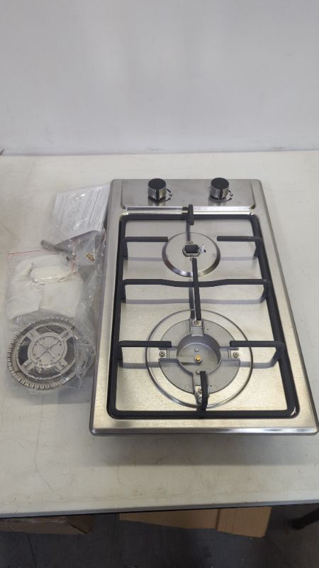 Photo 3 of 12" Gas Cooktops, 2 Burner Drop-in Propane/Natural Gas Cooker, 12 Inch Stainless Steel Gas Stove Top Dual Fuel Easy to Clean (12Wx20L)