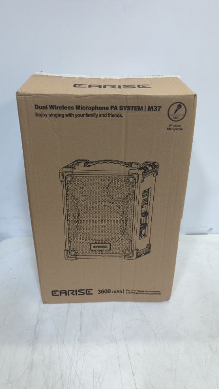 Photo 1 of EARISE M37 Wooden Box PA System with 2 Wireless Microphone for Home Party 100W
