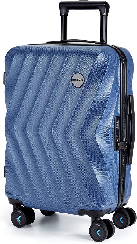 Photo 1 of BAGSMART Carry On Luggage, 100% PC Hardside Suitcase Airline Approved, 20 Inch Carryon Luggage with Spinner Wheels, Travel Luggage Hard Shell Lightweight Rolling Suitcases for Men Women,Navy Blue
