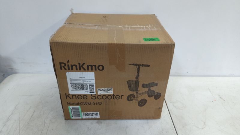 Photo 2 of RINKMO Knee Scooter,All-Terrain Foldable Knee Scooter Walker Economical Knee Scooters for Foot Injuries Best Crutches Alternative (White+Blue)
