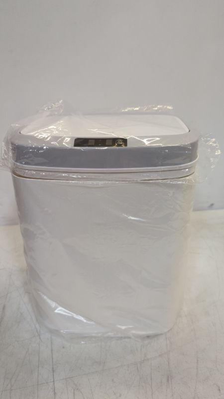 Photo 3 of White Automatic Sensor Trash Can, Touchless Inductive Garbage Bin for Bathroom, Kitchen and Bed, Small 16L
