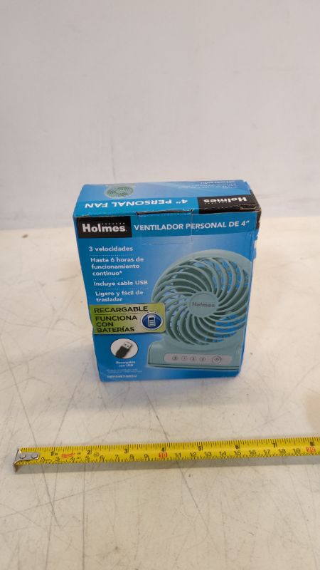 Photo 2 of Holmes 4 Mint Green Personal Rechargeable Fan