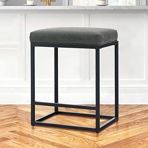 Photo 1 of ALPHA HOME 24" Counter Stool Bar Stool with Footrest Pu Leather Backless Kitchen Island Chair with Thick Cushion & Sturdy Chromed Metal Steel Frame Base,Grey,1PC
