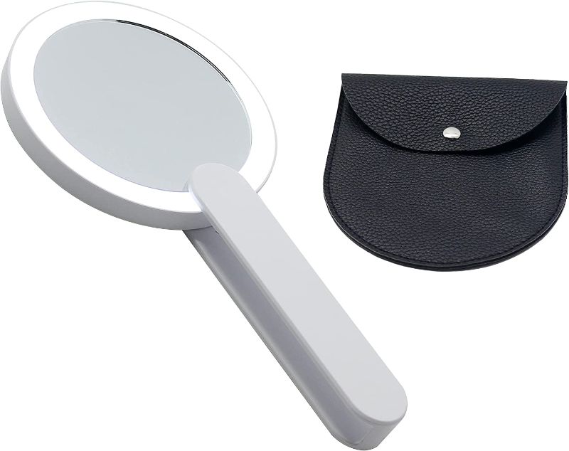 Photo 1 of BLUSHLY Ultra-Bright Flip Out Halo Compact Mirror, Back to School Hand Mirror, Travel Mirror with Lights, Distortion-Free Mirror, 18 Ultra-Bright LED Lights, 4.25 x 0.75 Inches
