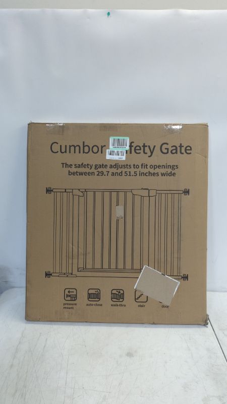 Photo 2 of Mom's Choice Awards Winner-Cumbor 29.5"-51.6" Baby Gate Extra Wide, Easy Walk Thru Dog Gate for The House, Auto Close Safety Pet Gates for Stairs, Doorways, Child Gate Includes 4 Wall Cups,White
