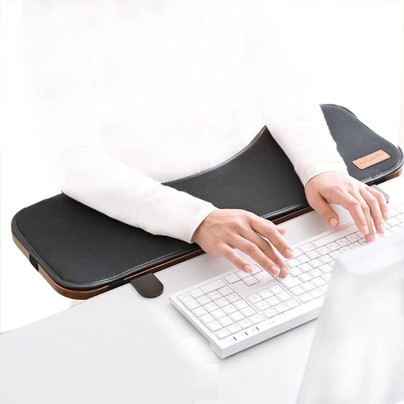 Photo 1 of FUZADEL Ergonomics Desk Extension Shelf Foldable Desk Arm Rest Clamp On Table Extender Keyboard & Mouse Tray Pad, Adjustable Height & Angle Computer Desk Elbows Rest
