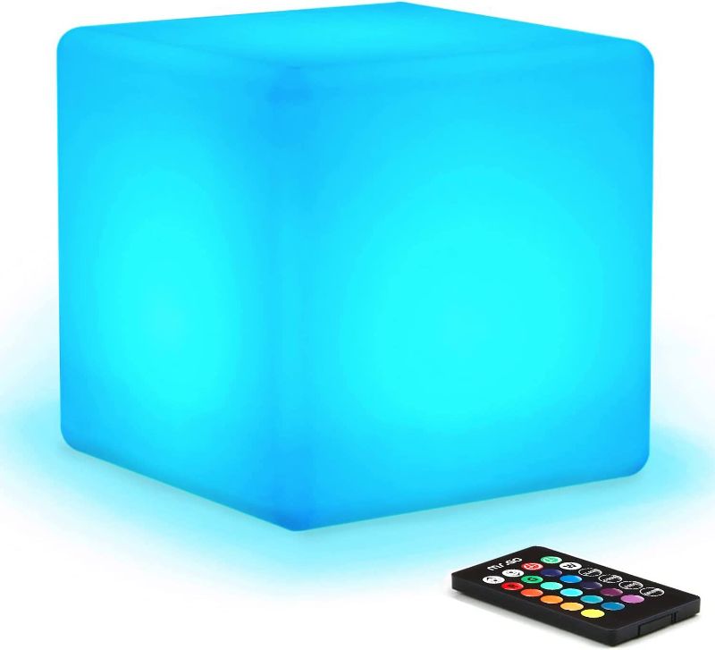 Photo 1 of Mr.Go [16 RGB Colors 4 Modes] Waterproof Rechargeable LED Color-Changing Light Cube 8" | Dimmable Soothing Mood Lamp w/Remote | Ideal for Home Patio Party Accent Ambient & Decorative Lighting
