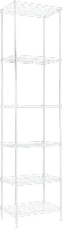 Photo 1 of REGILLER 6 Wire Shelving Steel Storage Rack Adjustable Unit Shelves for Laundry Bathroom Kitchen Pantry Closet (White, 16.8L x 11.7W x 63H)
