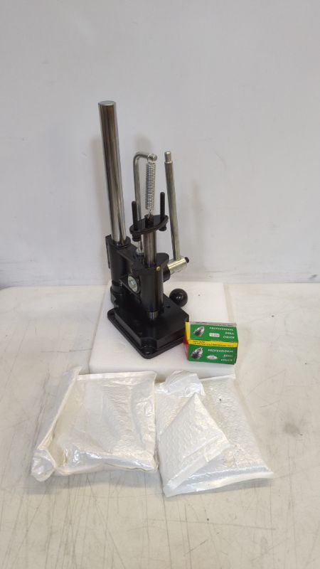 Photo 1 of MOFIST Leather Hole Puncher Hand Punching Machine Manual Press Puncher Punch Tools for DIY Leather Craft Punching Holes with Drill Chuck,PP Plate and Aluminum Plate (Round Head)