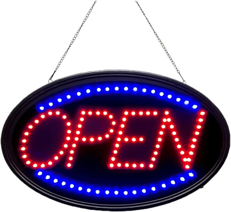 Photo 1 of Bright LED Open Sign for Business. WAENLIR 23x14inch Advertisement Board High Visibility Electric Display Sign,Two Modes Flashing&Steady Light for Business,Walls,Window,Shop,Bar,Hotel
