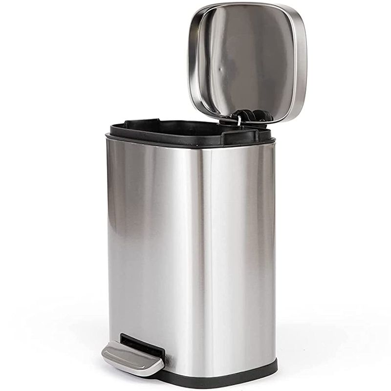 Photo 1 of Farberware Step On Trash Can, 5 Liter (1.3 Gal) Metal Garbage Bin, Soft-Closing Lid, Fingerprint & Smudge-Resistant, Removable Inner Bucket, Rigid Steel Pedal, Stainless Steel
