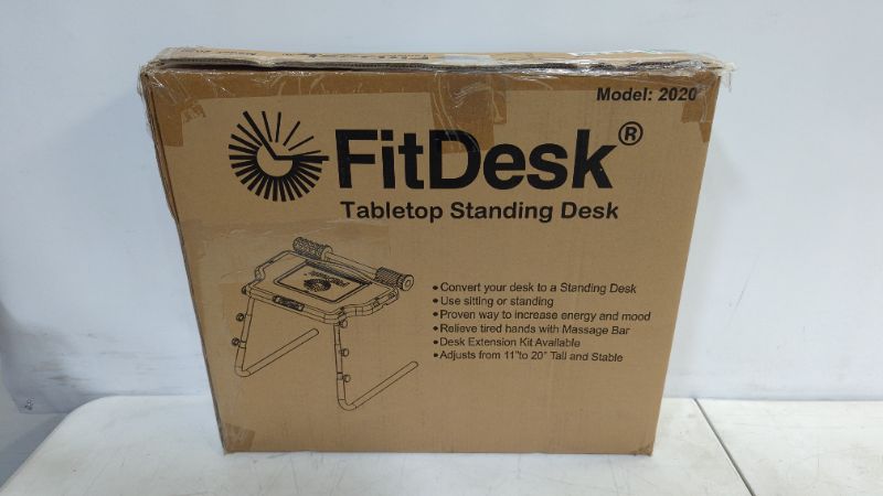 Photo 2 of FitDesk Table Top Standing Desk with Massage Rollers and Forearm Supports - Soft Grip Surface Tablet Holder - No Scratch Grip Legs - Height Adjustable Range from 11" to 20"