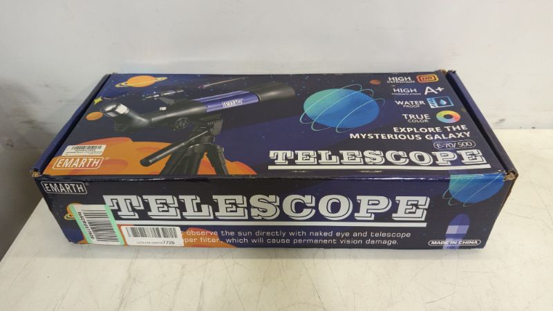 Photo 2 of Emarth Telescope for Adults, 70x500mm AZ Astronomical Refractor Interstellar Telesocpe for Beginners Adults, Scope with Tripod, Phone Adapter, Star Finder, STEM Gift, Blue
