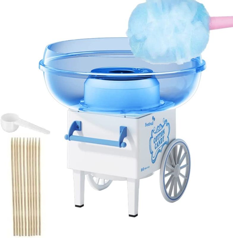 Photo 1 of Cotton Candy Machine for Kids, Cart Design Desktop Electric Cotton Candy Maker with 10 Reusable Cones & Sugar Scoop for Children's Birthday Gift Family Party Holiday Use