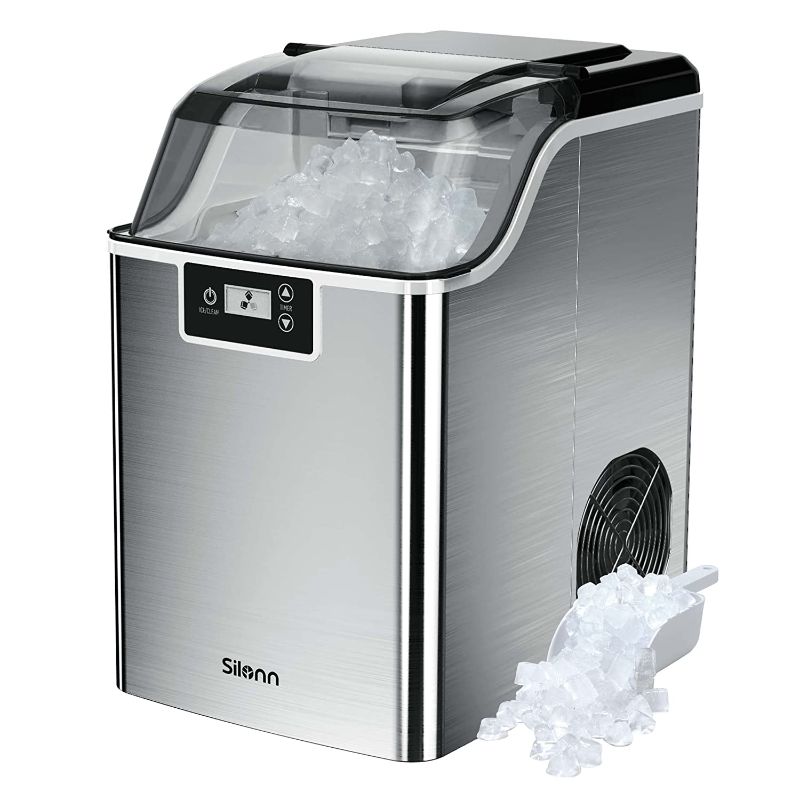 Photo 1 of Silonn Compact Nugget Ice Maker?44lbs/Day Pellet Ice Maker Machine with Timer & Self-Cleaning Function, Portable Countertop Ice Maker for Home, Office, Bar, Perfect for Cocktails & Smoothies
