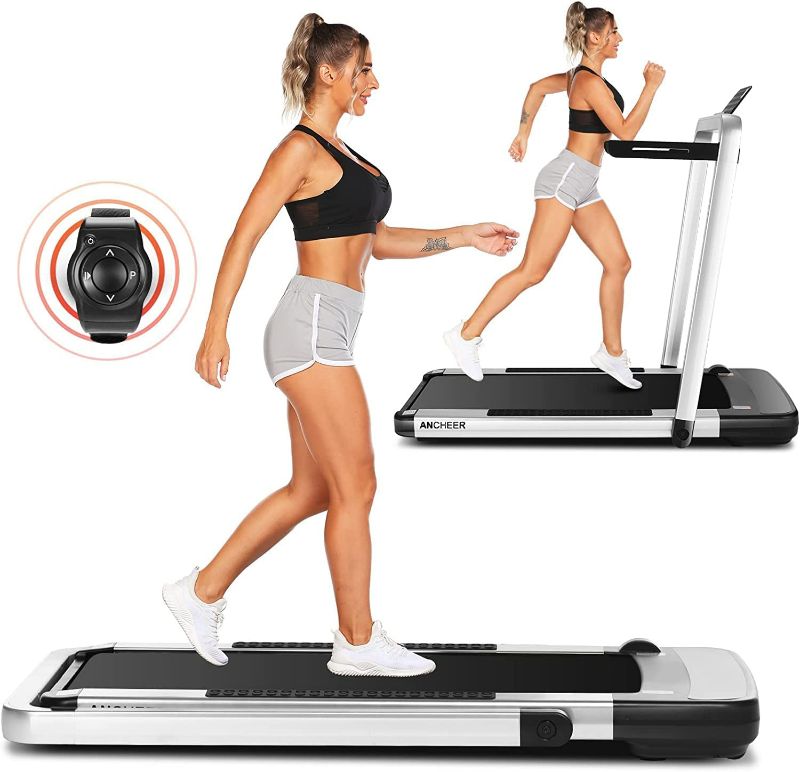 Photo 1 of ANCHEER Treadmill, 2 in 1 Under Desk Treadmill, Folding Treadmill with APP & Wrist-Mounted Remote Control, Walking Pad Treadmill with 12 Preset Programs, Running Machine for Home, Installation-Free
