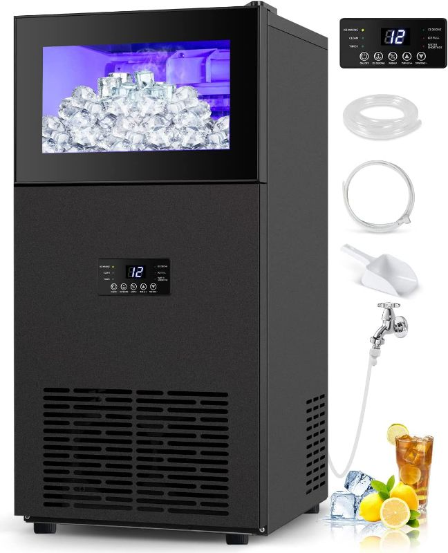 Photo 1 of Commercial Ice Maker Machine, 160Lbs/24H with 35Lbs Ice Capacity, 63Pcs Clear Ice Cubes per Round in 11-20Mins, Stainless Steel Under Counter Freestanding Ice Machine Maker for Home Bar Outdoor
