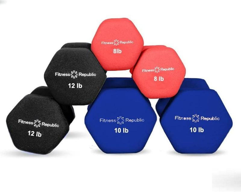 Photo 1 of Fitness Republic Neoprene Weights Dumbbells Set, Hand Weights for Women Dumbells Set Weights Non-Slip, Hex Shape, Free Weight Dumbbell Sets - Combo
