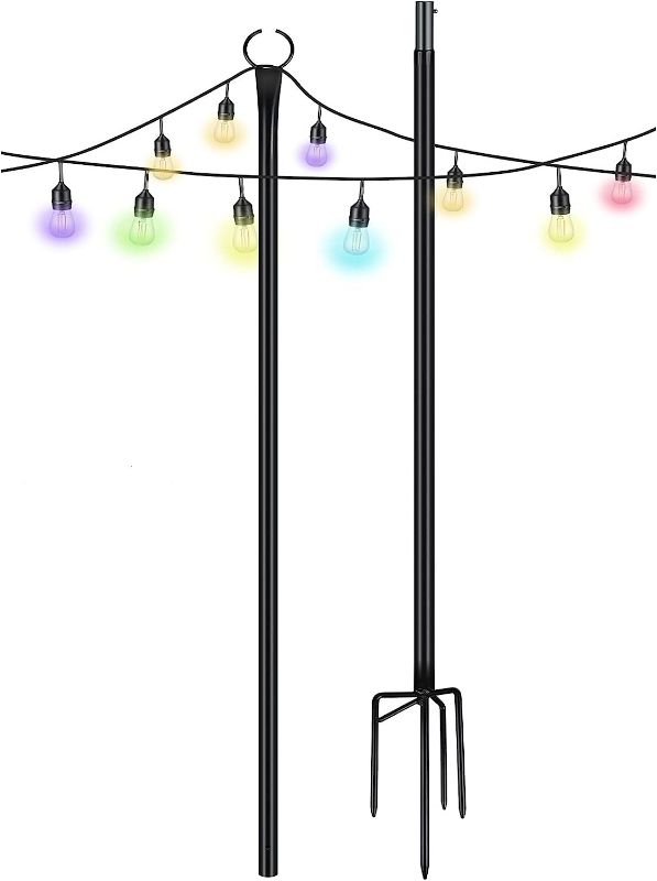 Photo 1 of Xflism Outdoor String Light Poles, 9 FT Stainless Steel for Strong Wind Hanging Christmas String Lights Used for Patio, Courtyard, Garden, Wedding Party
