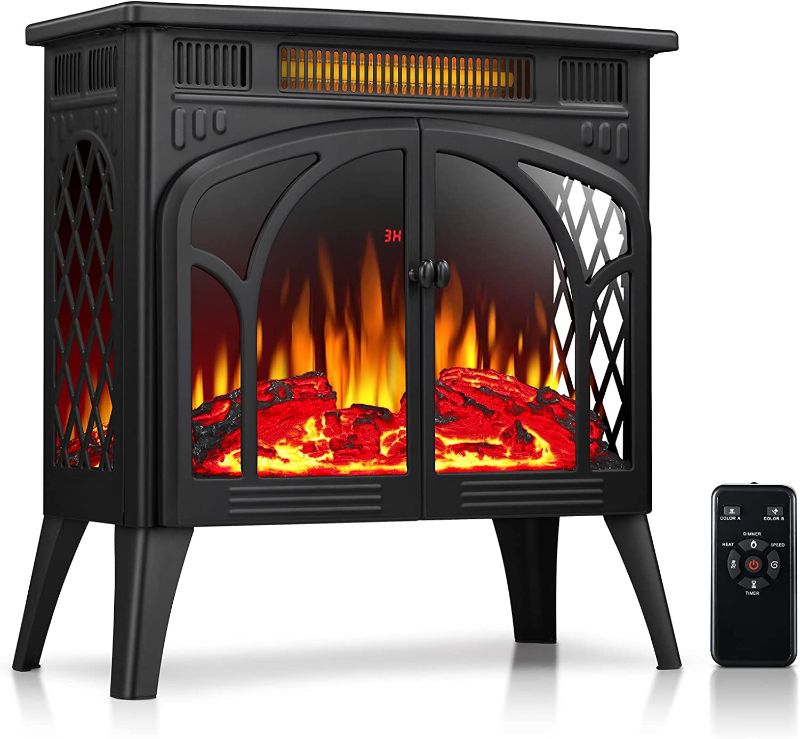 Photo 1 of Rintuf Electric Fireplace Heater, 1500W Infrared Fireplace Stove with 3D Flame Effect, 5100BTU Electric Fireplace with Remote Control, Ideal for Indoor Outdoor Home Use
