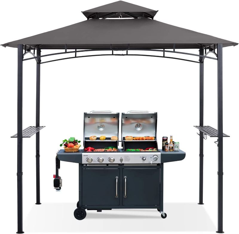 Photo 1 of ABCCANOPY 8'x 5' Grill Gazebo Shelter, Outdoor BBQ Gazebo Canopy with LED Light (Gray)
